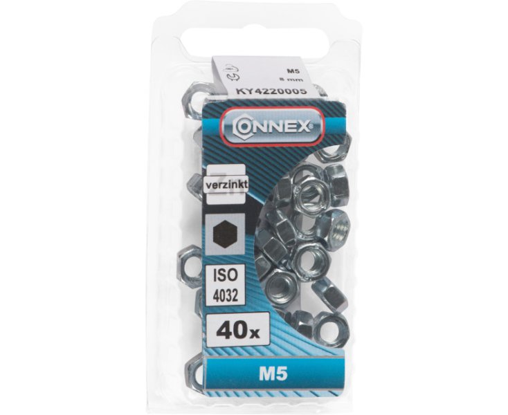 NUTS 6 SIDES ZINC PLATED 934 M5 BLISTER 40UD