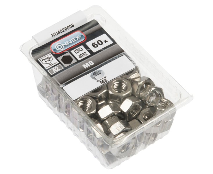 NUTS 6 SIDES INOX 934 M8 BLISTER 60UD