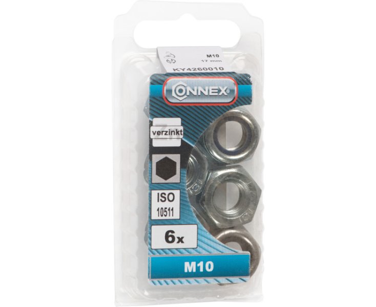 ZINC PLATED LOCK NUTS 985 M10 BLISTER 6UD