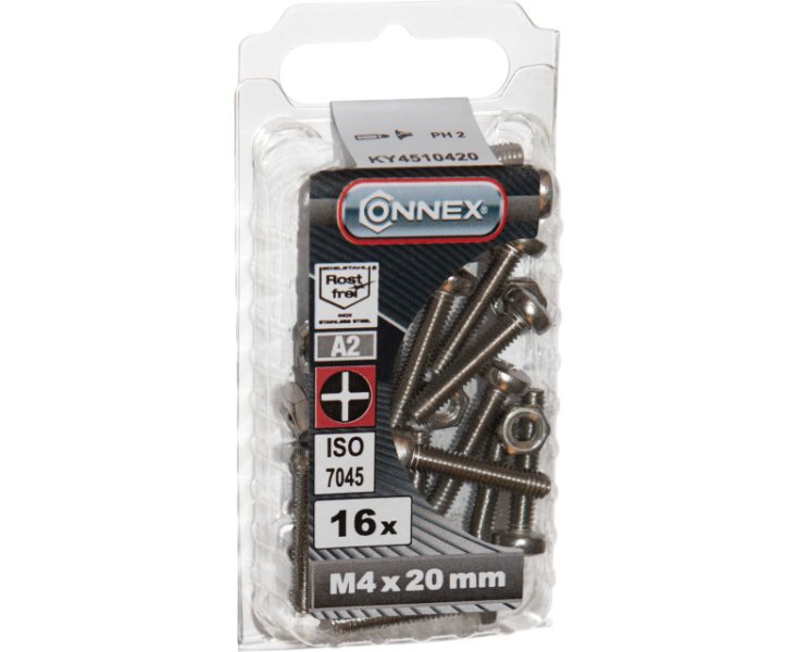 CILINDRICAL HEAD NUTS INOX M4x20 BLISTER 16UD