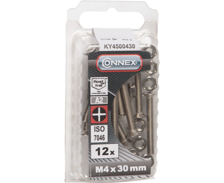 MILLED FLAT HEAD NUTS A4 4x30 BLISTER 12UD