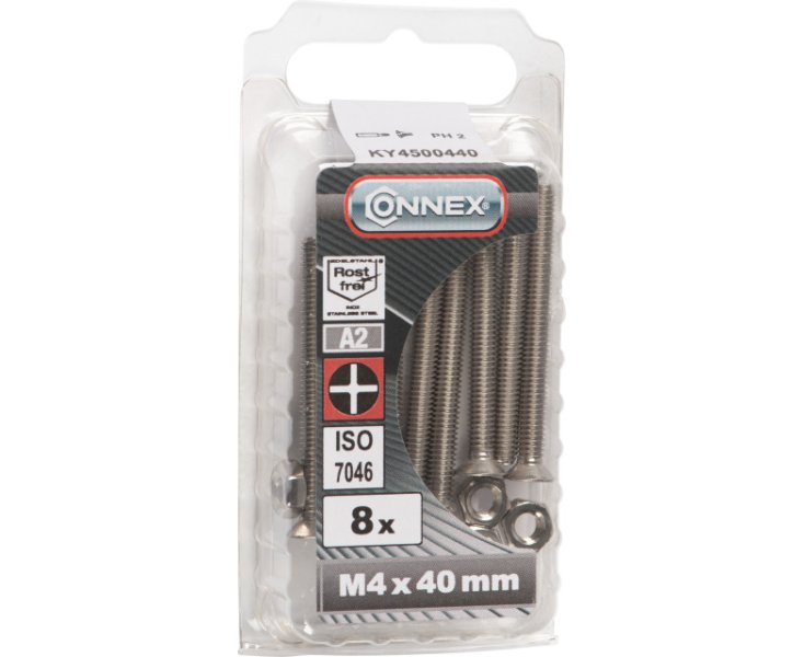 MILLED FLAT HEAD NUTS A4 4x40 BLISTER 8UD