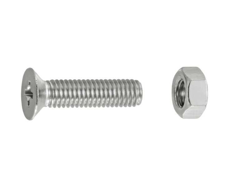 MILLED FLAT HEAD NUTS A4 5x20 BLISTER 10UD