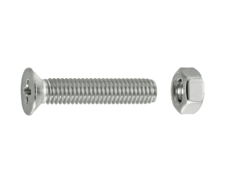MILLED FLAT HEAD NUTS A4 5x25 BLISTER 8UD