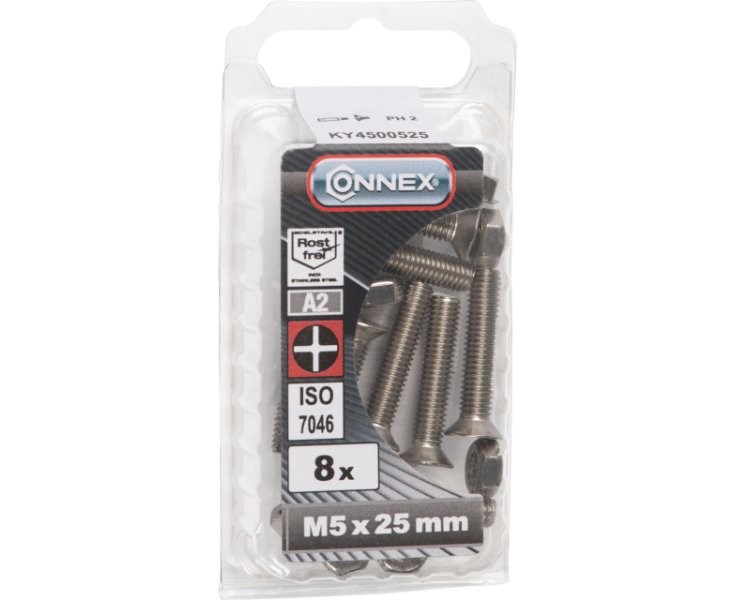 MILLED FLAT HEAD NUTS A4 5x25 BLISTER 8UD