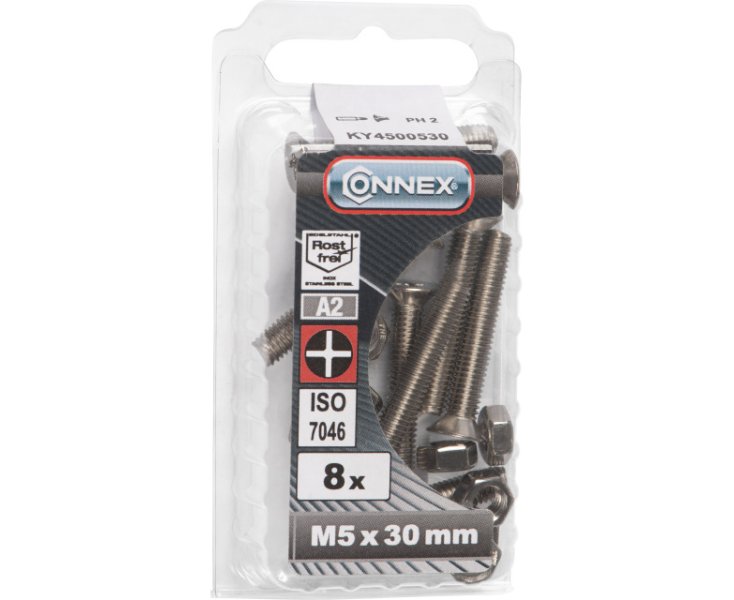 MILLED FLAT HEAD NUTS A4 5x30 BLISTER 8UD