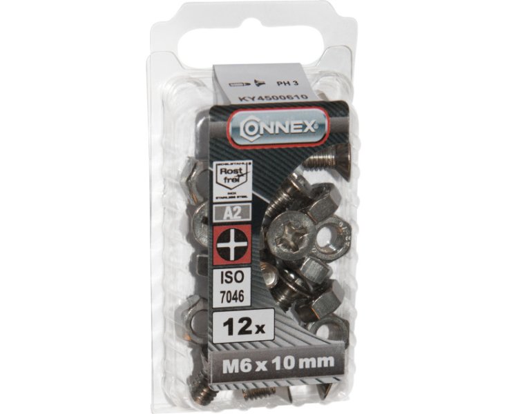 MILLED FLAT HEAD NUTS A4 6x10 BLISTER 12UD