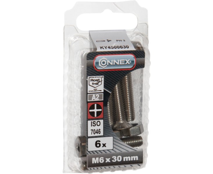 MILLED FLAT HEAD NUTS A4 6x30 BLISTER 6UD
