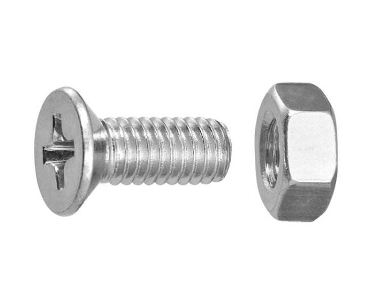 ZINCED MILLED FLAT HEAD NUTS 4x10 BLISTER 20UD
