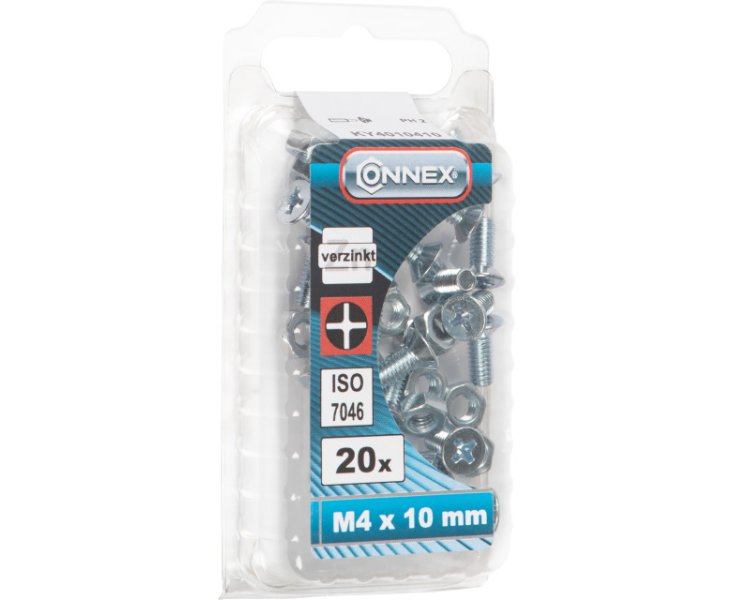 ZINCED MILLED FLAT HEAD NUTS 4x10 BLISTER 20UD