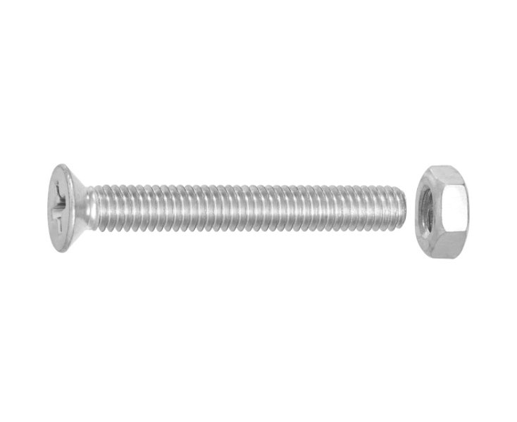 ZINCED MILLED FLAT HEAD NUTS 4x30 BLISTER 12UD