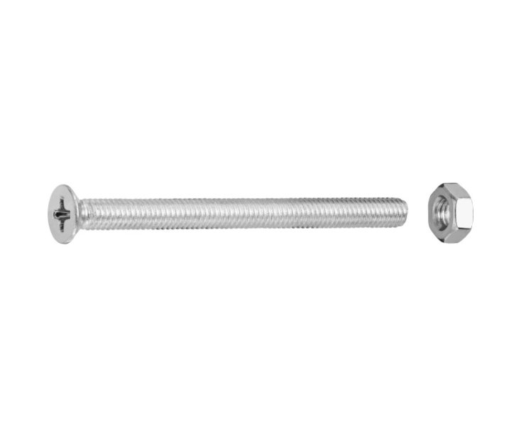 ZINCED MILLED FLAT HEAD NUTS 4x50 BLISTER 10UD