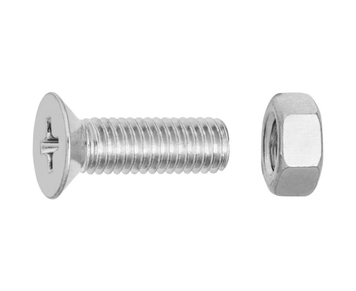 ZINC PLATED MILLED FLAT HEAD NUTS 5x16 BLISTER 75UD