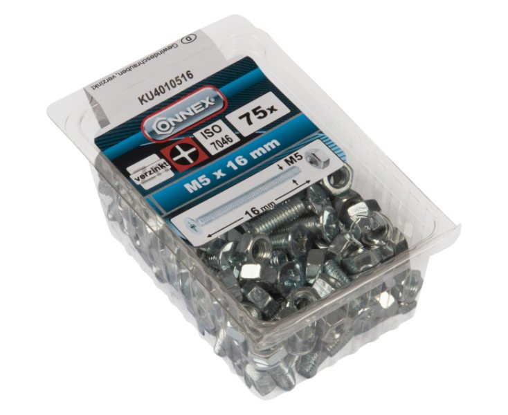 ZINC PLATED MILLED FLAT HEAD NUTS 5x16 BLISTER 75UD