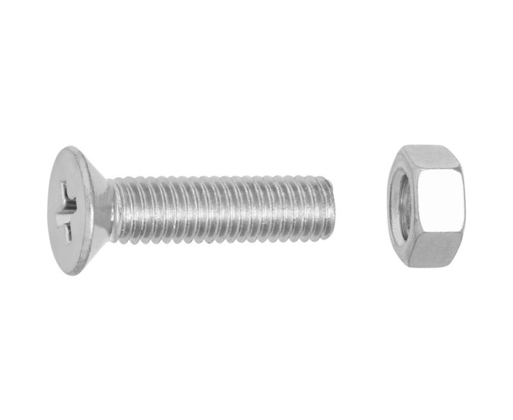 ZINCED MILLED FLAT HEAD NUTS 5x20 BLISTER 20UD