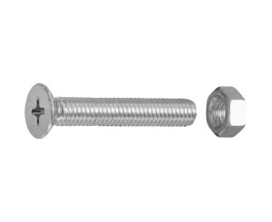 ZINC PLATED MILLED FLAT HEAD NUTS 5x30 BLISTER 12UD