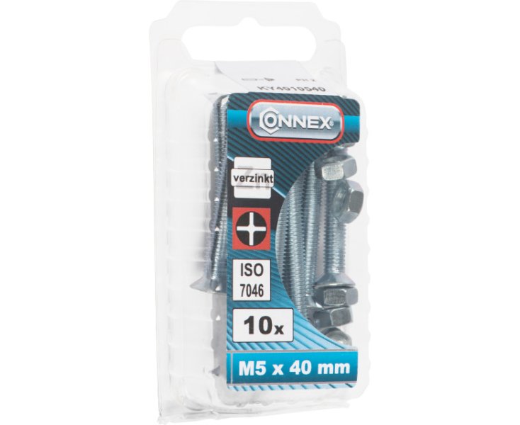 ZINCED MILLED FLAT HEAD NUTS 5x40 BLISTER 10UD