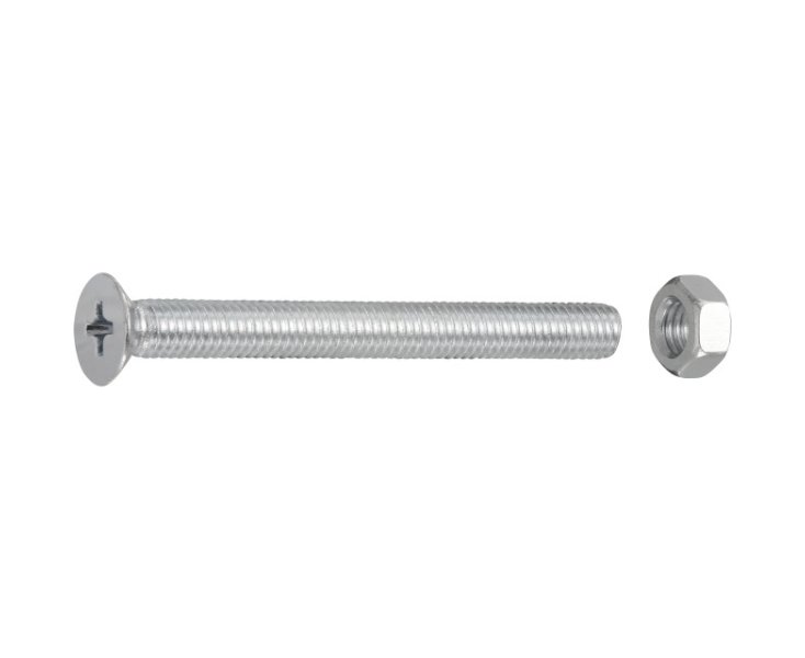 ZINCED MILLED FLAT HEAD NUTS 5x50 BLISTER 10UD