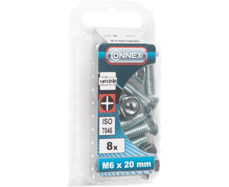ZINC PLATED MILLED FLAT HEAD NUTS 6x20 BLISTER