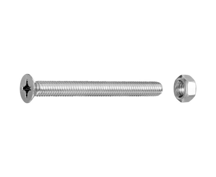 ZINC PLATED MILLED FLAT HEAD NUTS 6x60 BLISTER 4UD