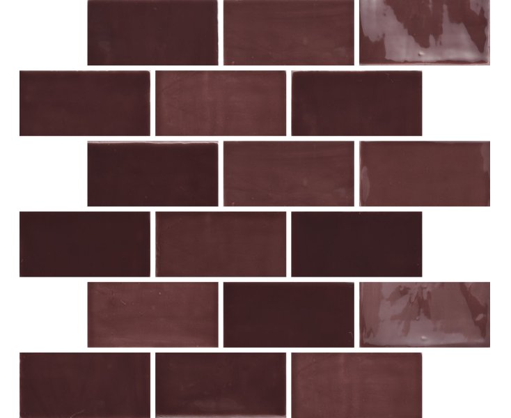 NEW ZELLIGE BURGUNDY GLOSS 6.5x13x0.9