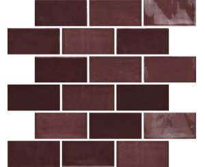 NEW ZELLIGE BURGUNDY GLOSS 6.5x13x0.9