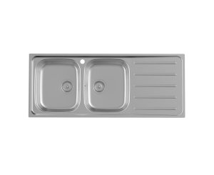 VICTORIA 120ED STAINLESS STEEL SINK 120x49 2C.1E.R.W/COUNTERTOP