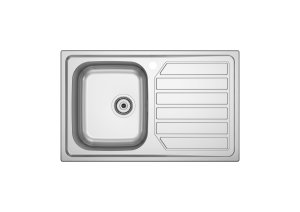 GLASGOW STAINLESS STEEL SINK 080x50 1C.1E.R.W/COUNTERTOP