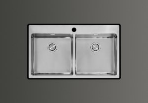 BMR D-40-40 EN-OE 870x505 2-compartment stainless steel sink. FLUSH