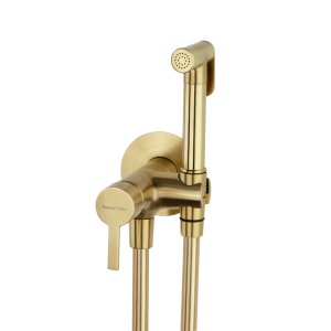 Magnetic Toilet Mixer Tap with Double Shut-Off and Brushed Gold Shower.