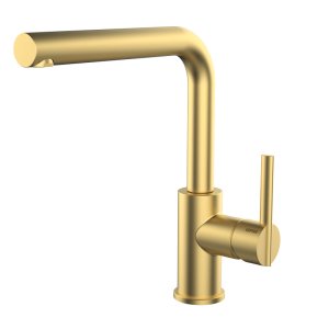 ETERNAL single-lever mixer tap for kitchen sink, swivel spout, brushed gold finish.