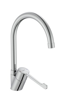 VICTORIA PRO SINGLE-LEVER SINK MIXER WITH SHELF, SWIVEL SPOUT, CHROME