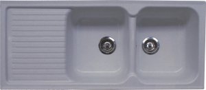 ZENTIA 2C1E SINK 1160x500 PLATINUM GREY WITHOUT DRAIN HOLE