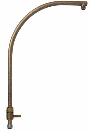 Curved shower column pipe, Ø19x620mm, wrought-iron style finish