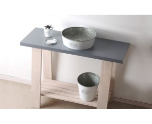 LAVABO KIOTO S/ENCIMERA 350x100 BLANCO PAPELERA-VASO-JABONER