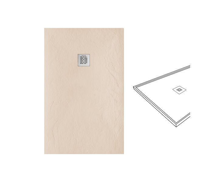 PLATO DUCHA RESINA MARINA 126.50x90x3.4 CREMA GRANITO