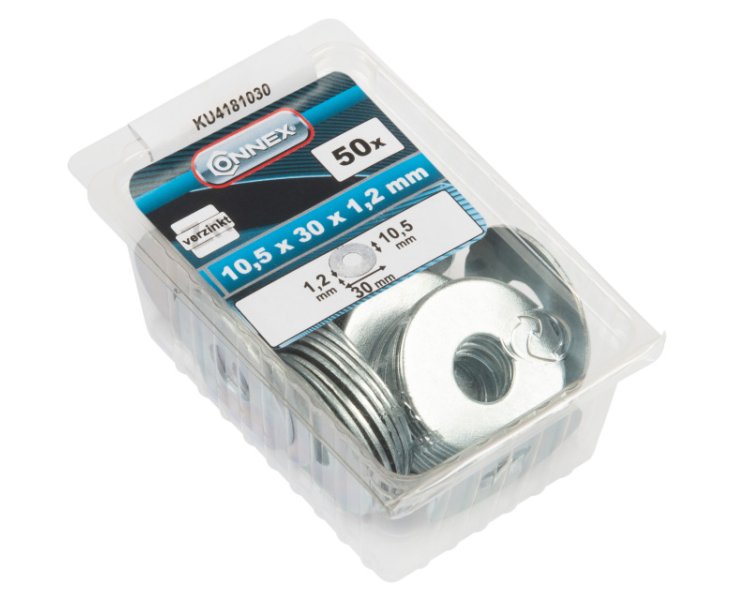 ARANDELA ANCHA CINCADA 10.5x30 BLISTER 50UD