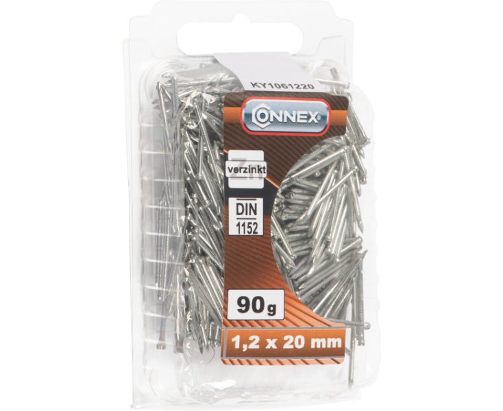 CLAVOS CABEZA CONICA GALVANIZADO 1.2x20 BLISTER 90GR