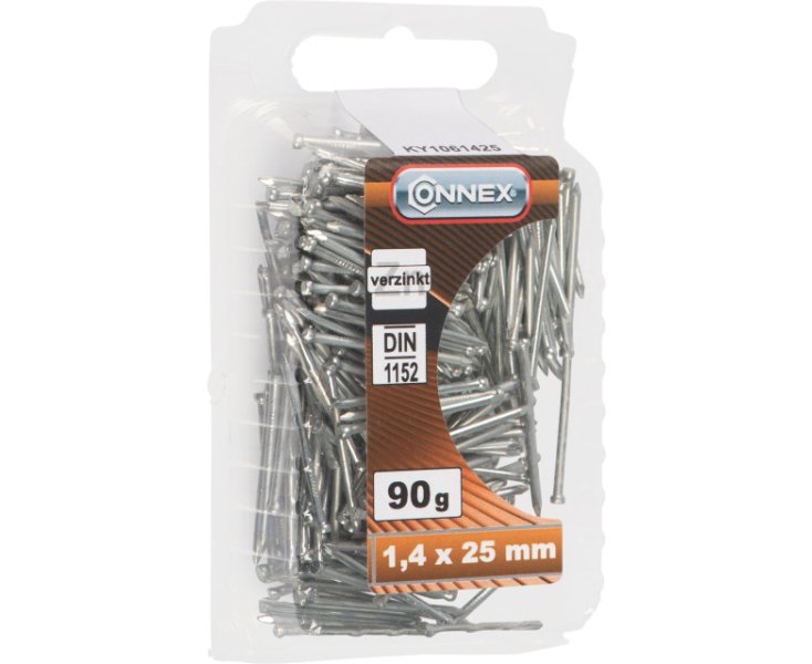 CLAVOS CABEZA CONICA GALVANIZADO 1.4x25 BLISTER 90GR