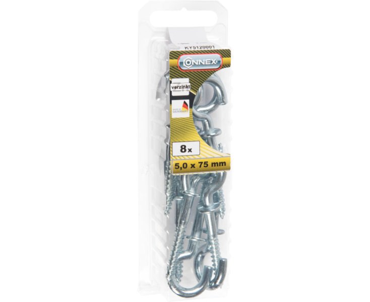 HEMBRILLA C.TOPE GALVANIZADO 5.0x75 BLISTER 8UD