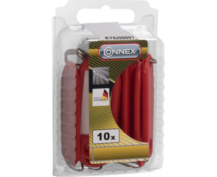 LLAVERO PLASTICO ROJO BLISTER 10UD