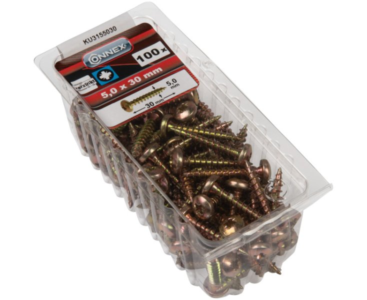 TIRAFONDOS GALVANIZADOS CABEZA REDONDA 5.0x30 BLISTER 100UD