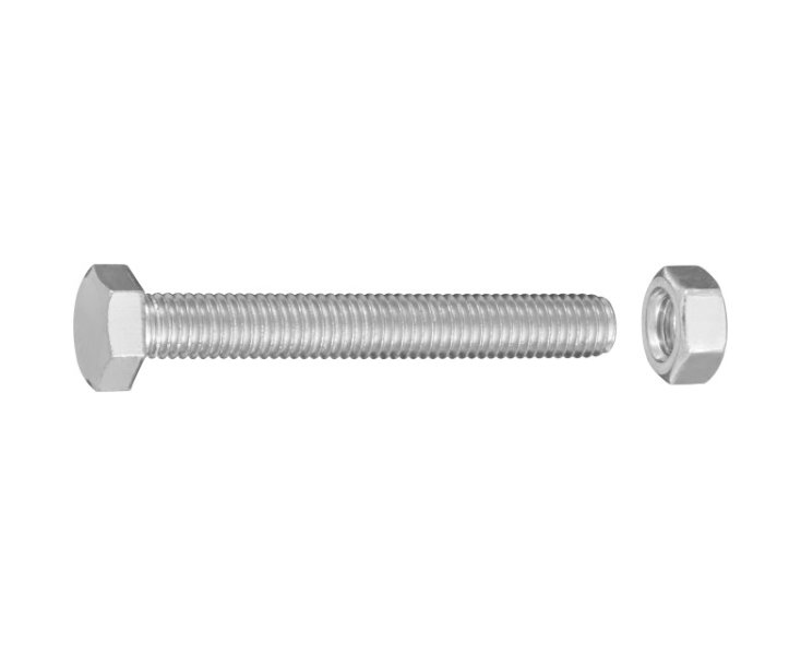 TORNILLO CABEZA HEXAGONAL C/TUERCA CINC. M8x60 BLISTER 10UD