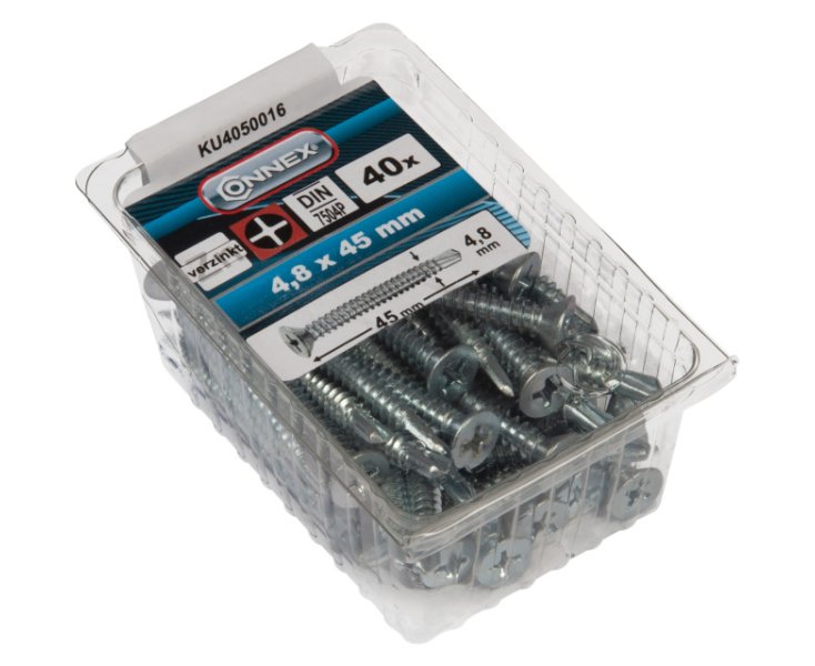 TORNILLOS AUTOPERFORANTES 7504 CINCADOS 4.8x45 BLISTER 40UD