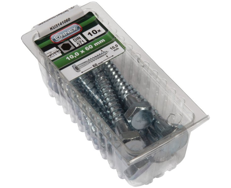 TORNILLOS P/MADERA 571 HEXAG. GALV. 10x60 BLISTER 10UD