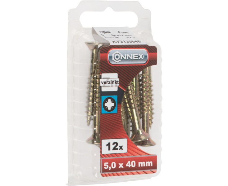 TORNILLOS UNIVERSAL GALVANIZADO 5.0x40 BLISTER 12UD