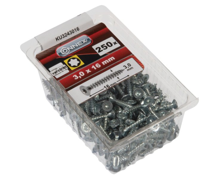 TORNILLOS UNIVERSALES CROMADOS TX 3x16MM BLISTER 250UD