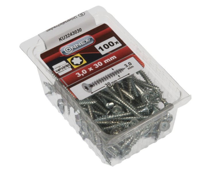 TORNILLOS UNIVERSALES CROMADOS TX 3x30MM BLISTER 100UD