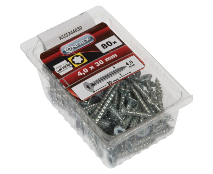 TORNILLOS UNIVERSALES CROMADOS TX 4x30MM BLISTER 80UD