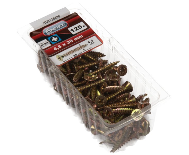 TORNILLOS UNIVERSALES GALVANIZADO PZ 4.5x30 BLISTER 125UD